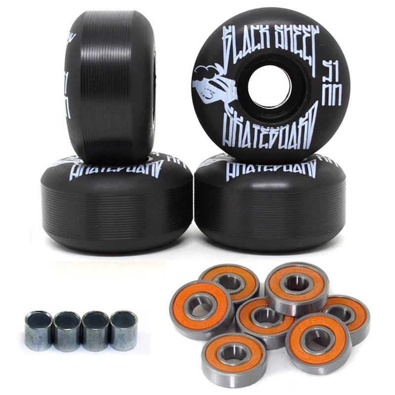 KIT BLACK SHEEP Rodas 51mm + Rolamentos C Preto