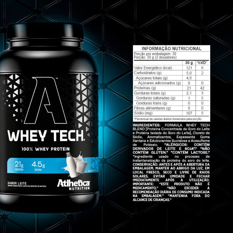 Whey Tech Pote Proteína Concentrada 900g Diversos Sabores Atlhetica