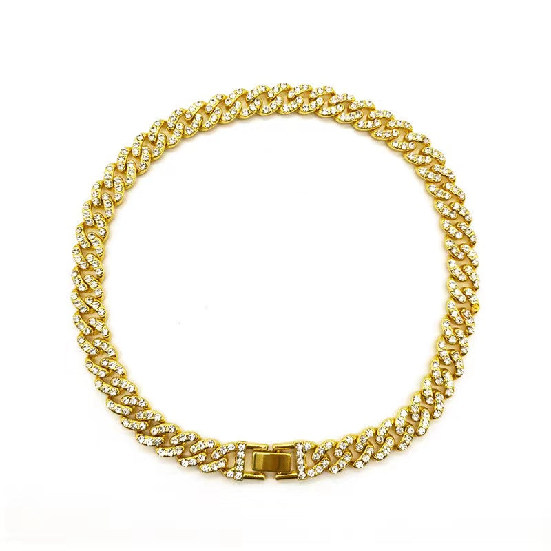 Pulseira Cubana Americano Diamantes Gold