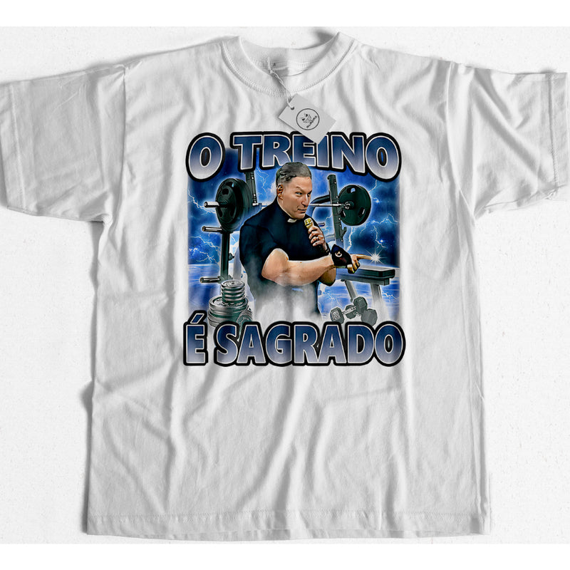 Camiseta Padre Marcelo Rossi O Treino é Sagrado Branco