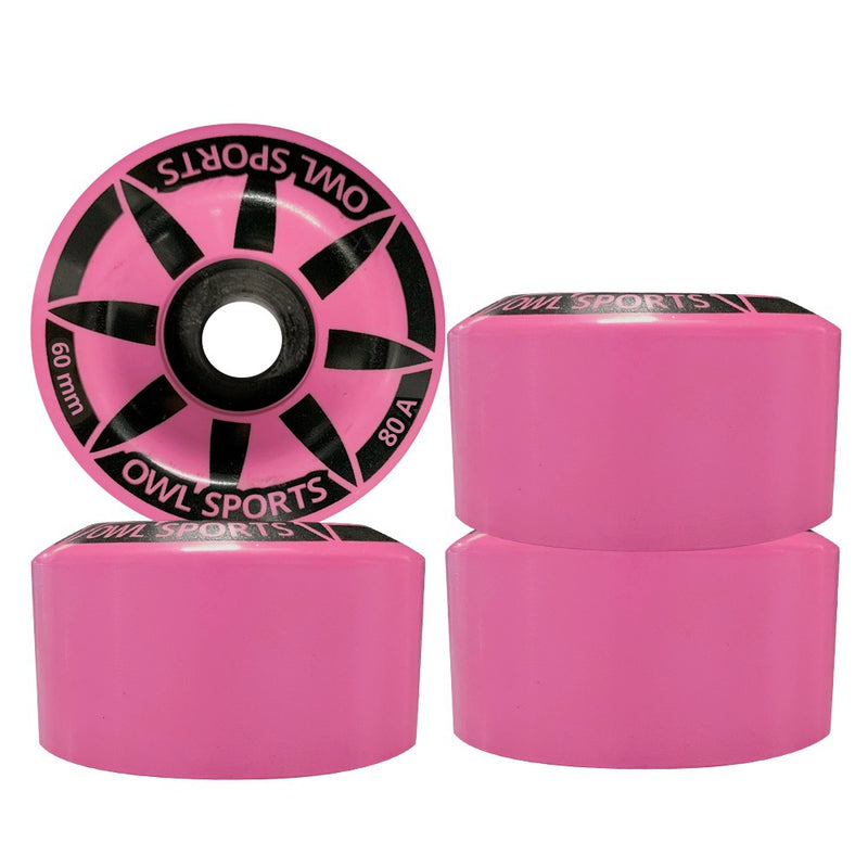 Rodas P/ Patins Quad OWL  Star 60 mm 80A (4 un.) Rosa