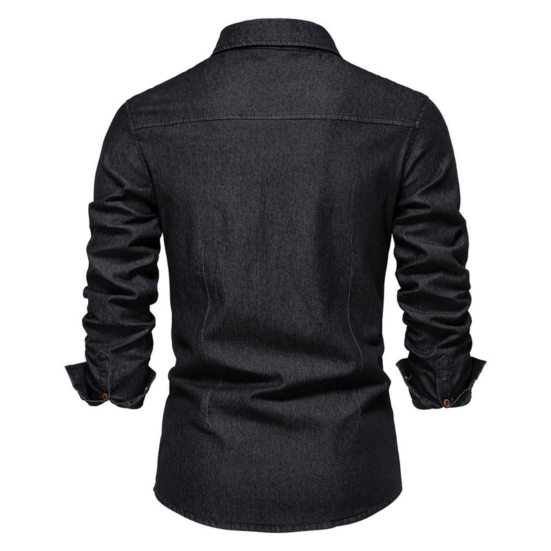 Camisa Jeans Iron Manga Longa Preto