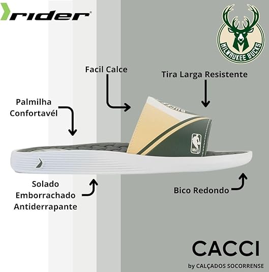 Chinelo Rider Pump Nba Milwaukee Bucks