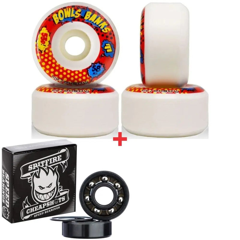 Kit Roda Moska 58mm 53d Bowl Banks + Rolamento Spitfire Cheapshots