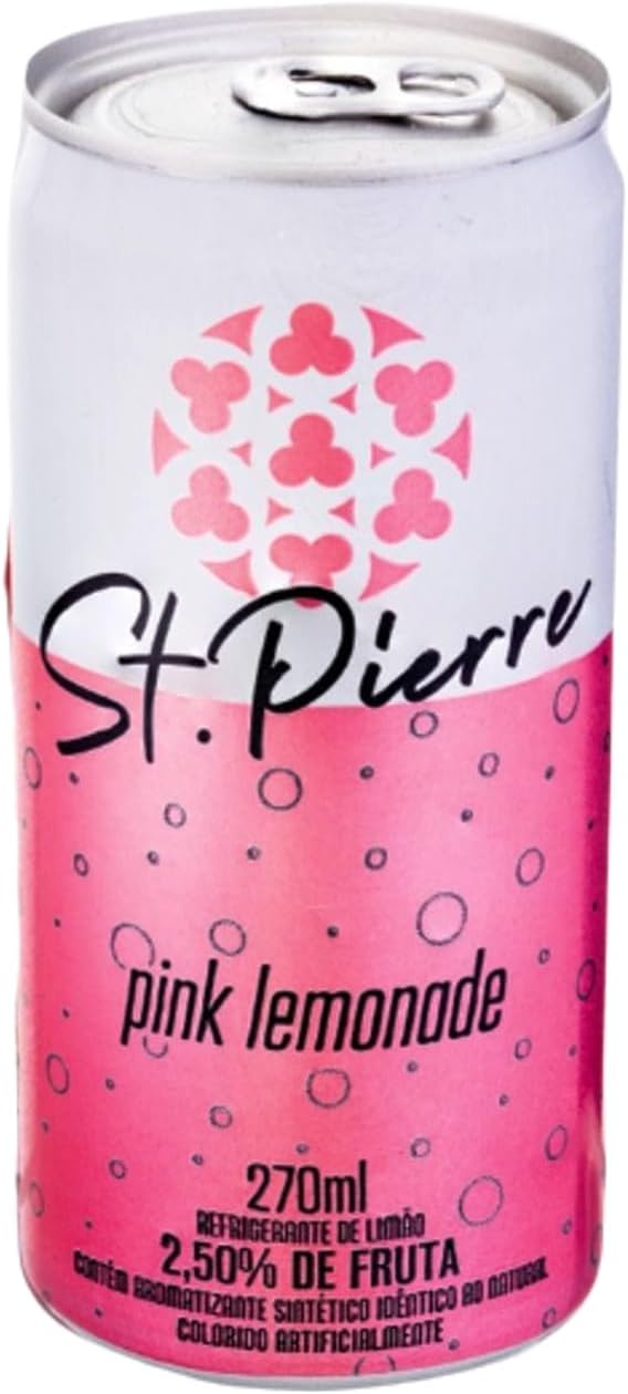 Kit 6x Refrigerante St Pierre Pink Lemonade Lata 270ml