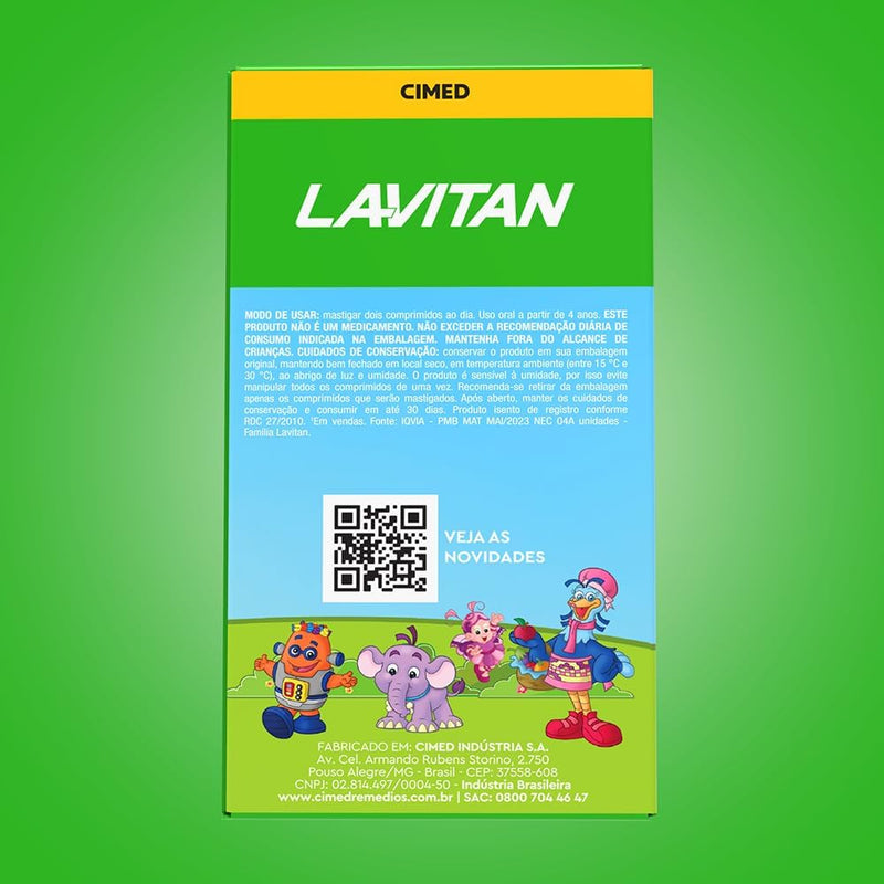 Vitamina Infantil Mastigável Tutti Frutti Uva+Limão Lavitan 60 Cápsulas