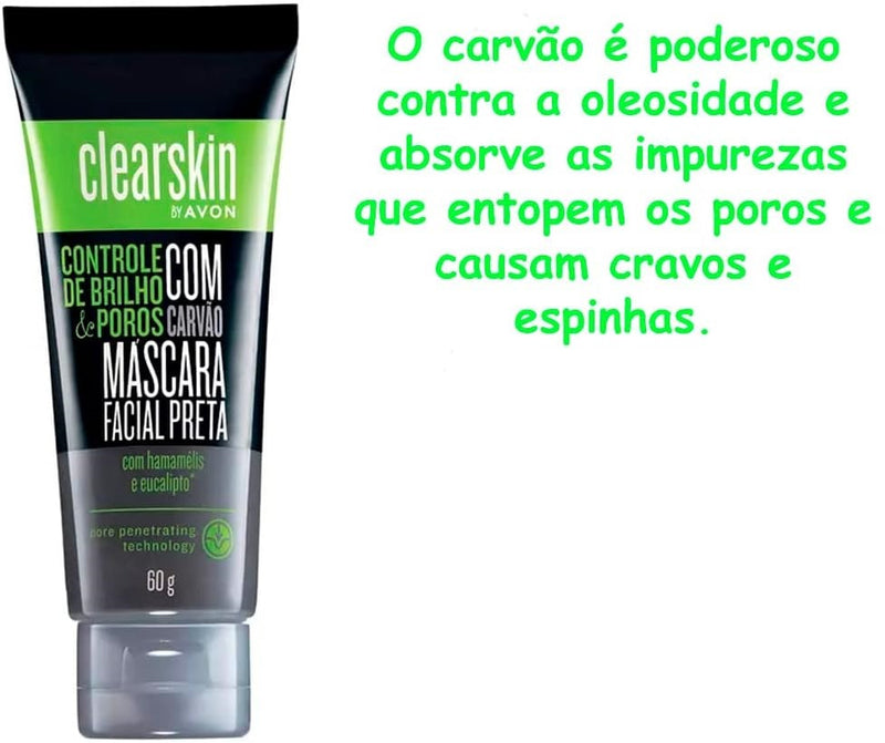 Máscara Facial Preta C/ Carvão 60g Avon Clearskin