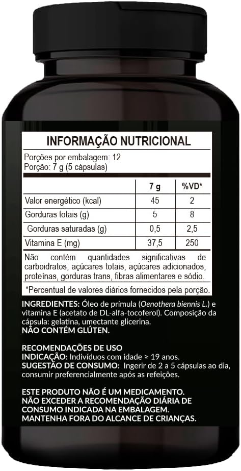 Óleo De Prímula + Vitamina E - 1 Pote com 60 Cápsulas de 1500mg / 1000MG Óleo