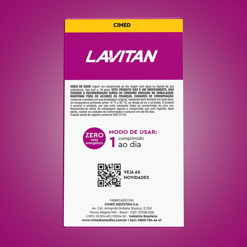 Suplemento Vitamínico Mineral A-Z Para Mulher Lavitan 60 Cápsulas