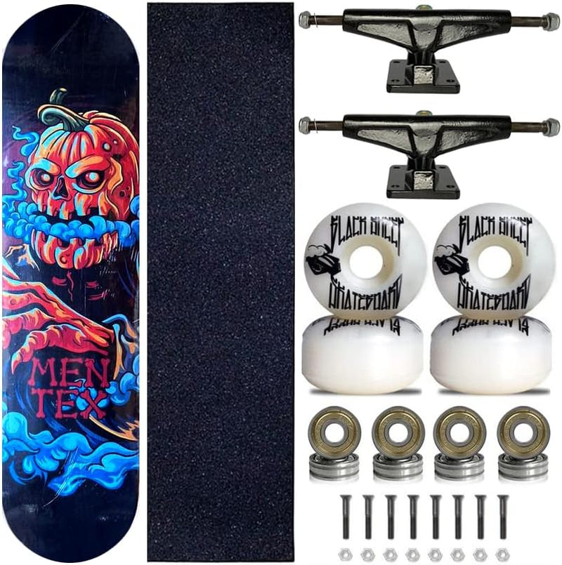 KIT Skate Completo Shape 8.0 Mentex Orange Skull Roda Black Sheep