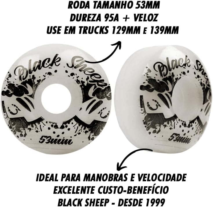 KIT SKATE COMPLETO Shape e Roda Black Sheep Abec 5 Dragon