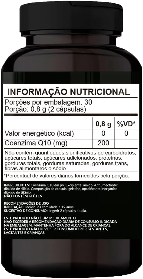 Coenzima Q10 200mg - 1 Pote com 60 Cápsulas de 400mg