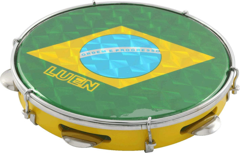 Pandeiro Luen Cromada Bandeira 10" 6 Afin Plat Inx Ferragem