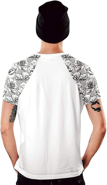 Camiseta Di Nuevo Raglan Floral Black White