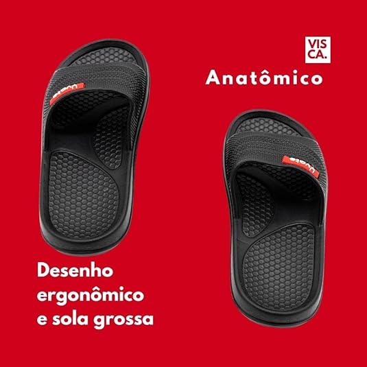 Chinelo Slide Visca Yvate Super Leve Ortopédico Preto