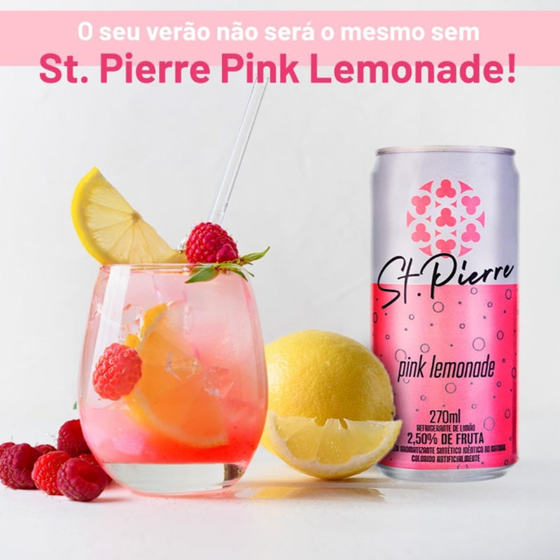 Kit 6x Refrigerante St Pierre Pink Lemonade Lata 270ml