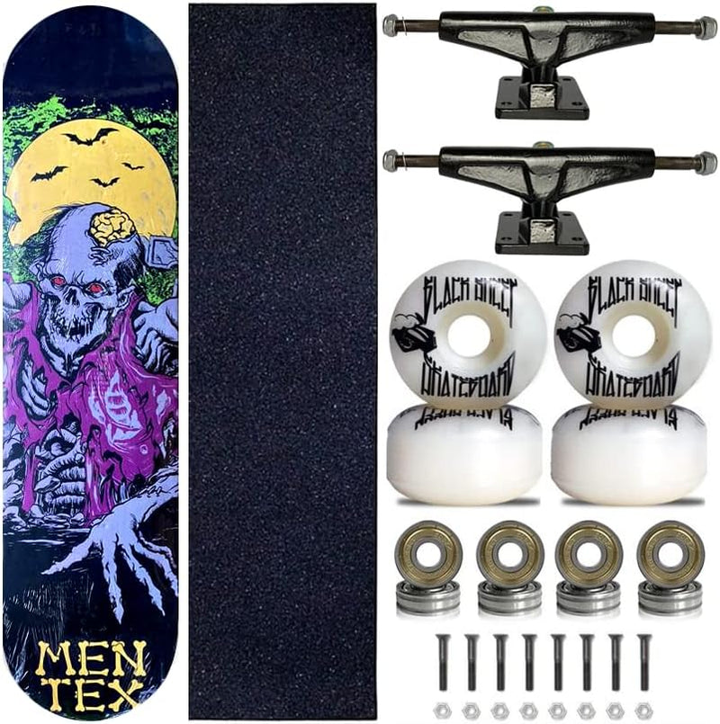 KIT Skate Completo Shape 8.0 Mentex Night Skull Roda Black Sheep