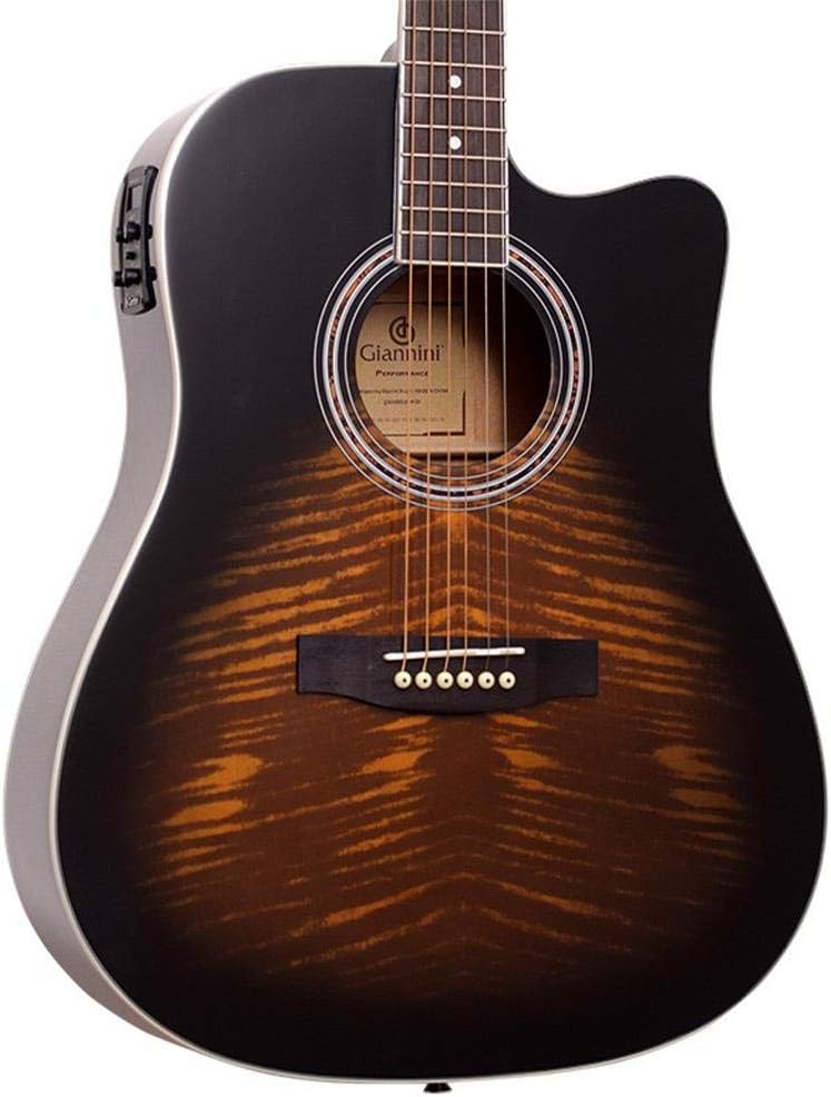 Violão Folk Giannini Gf1d Ceq Ts Tobacco Sunburst Brilhante