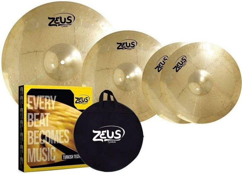 Kit de Pratos Zeus Beginner BRASS SET C 14 16 20 + BAG