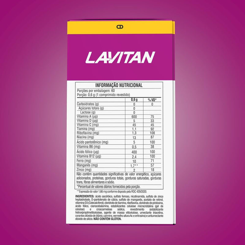 Suplemento Vitamínico Mineral A-Z Para Mulher Lavitan 60 Cápsulas