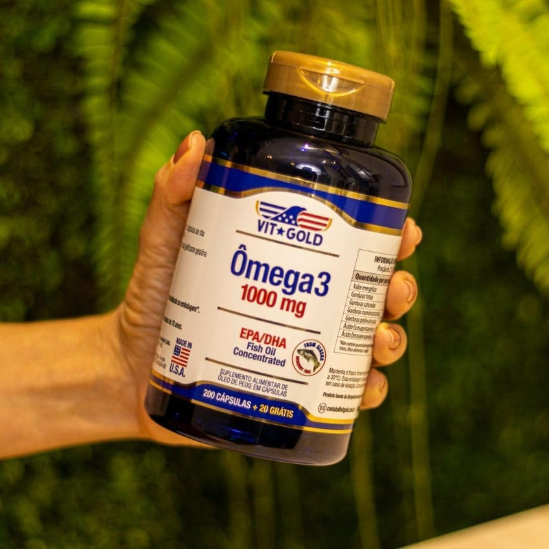 Omega 3 Fish Oil 1.000mg Vitgold 200 cápsulas + 20