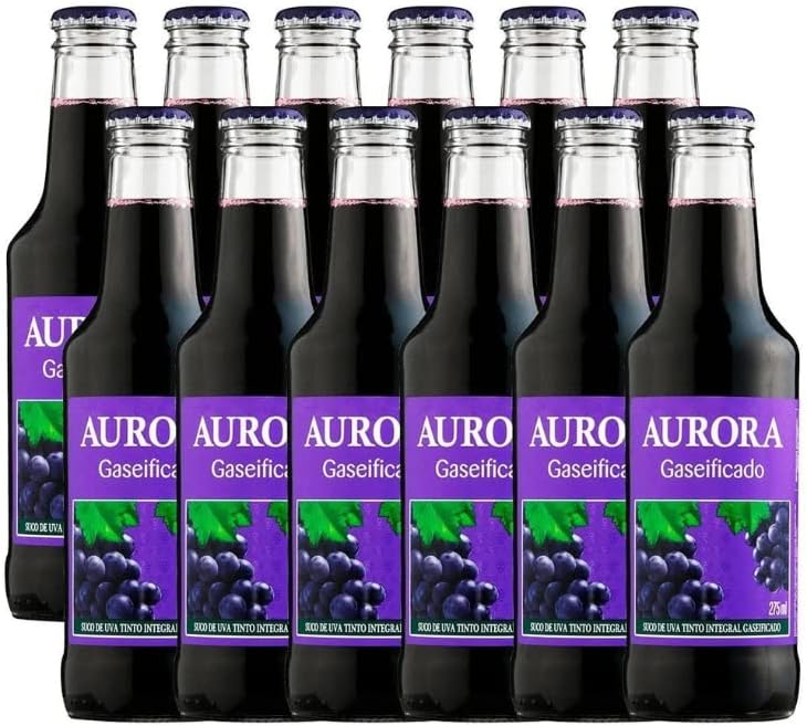 Kit 12x Refrigerante Saudável 100% Suco de Uva Gaseificado 275ml Aurora