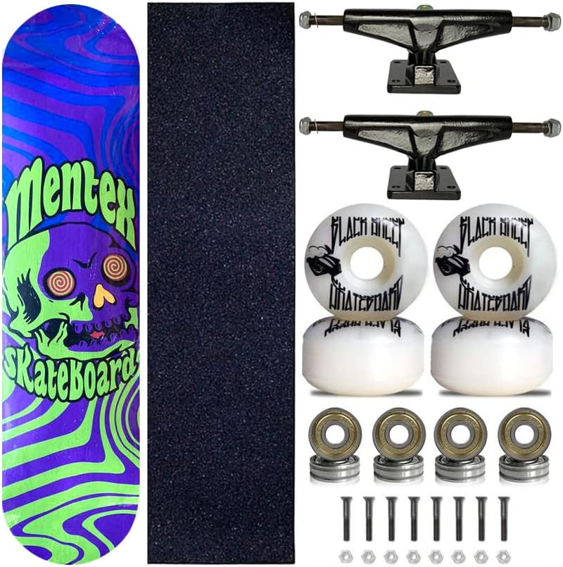 KIT Skate Completo Shape 8.0 Mentex Crazy Skull Roda Black Sheep