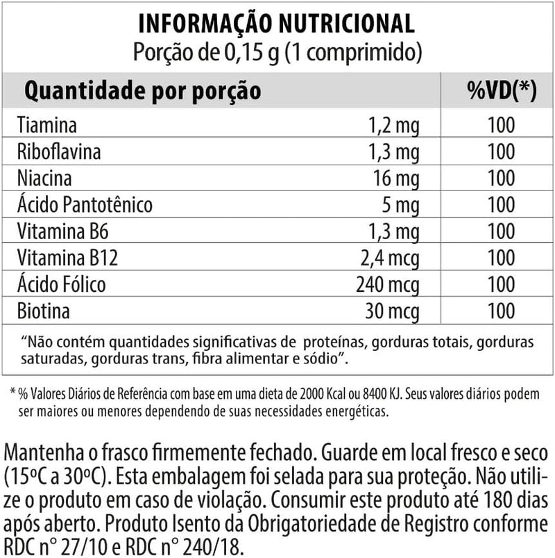 Vitamina Complexo B Vitgold 100 Comprimidos