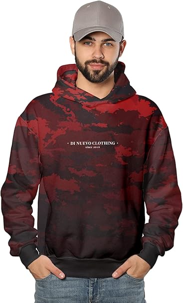 Moletom Di Nuevo Camuflado Vermelho e Preto C/ Capuz