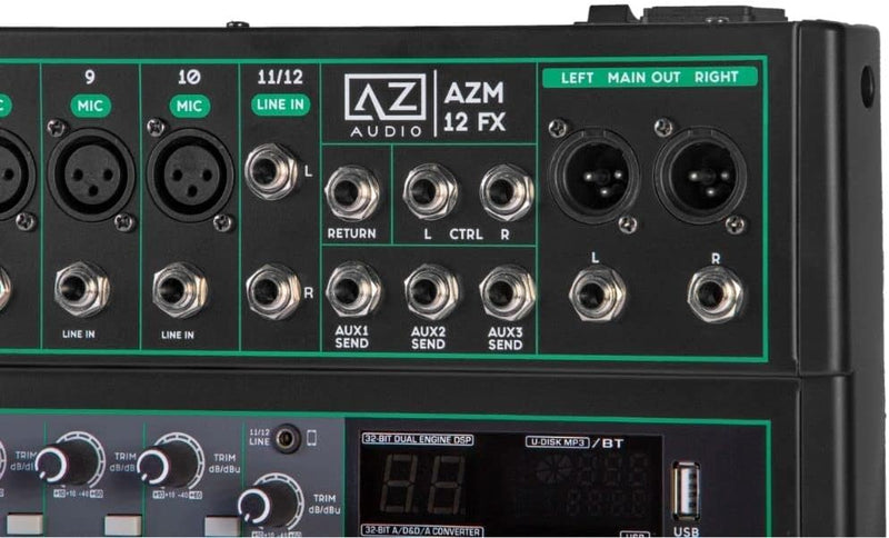 Mesa de Som AZ Audio AZM12FX 12 Canais Usb