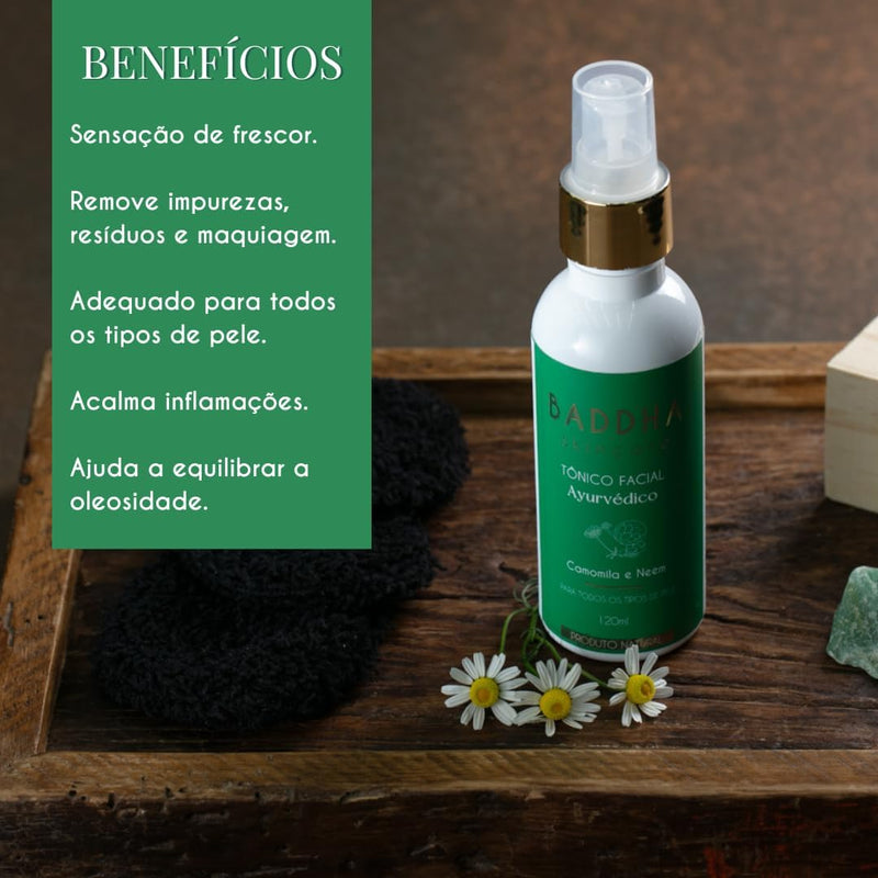 Tônico Facial Natural com Neem e Camomila Ayurveda 120ml