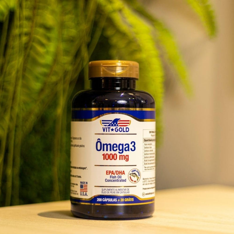 Omega 3 Fish Oil 1.000mg Vitgold 200 cápsulas + 20