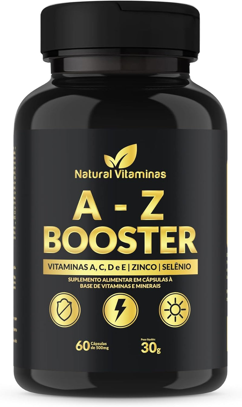 A-Z Booster Multivitamínico Completo para Adultos Pote 60 Cápsula de 500mg