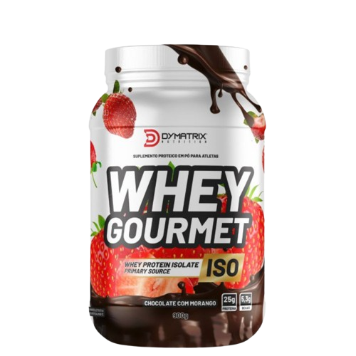 Whey Protein Gourmet Isolado Dymatrix Nutrition 900g Chocolate com Morango