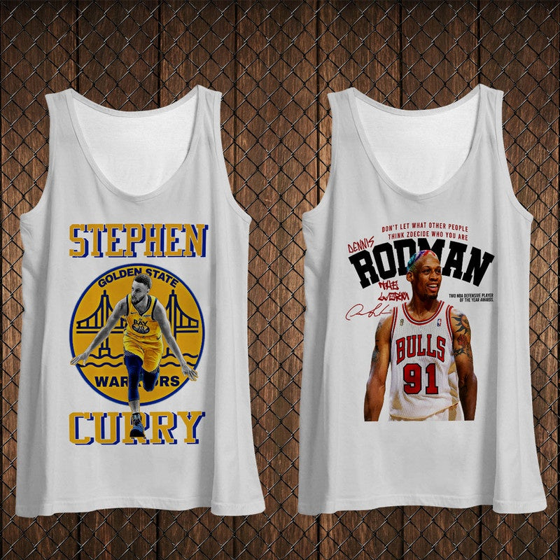 KIT 2 REGATAS Dennis Rodman Bull + Stephen Curry Warriors