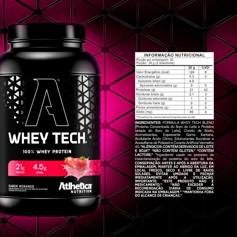 Whey Tech Pote Proteína Concentrada 900g Diversos Sabores Atlhetica