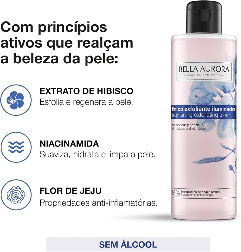 Tônico Facial Bella Aurora 2 em 1 Esfoliante e Clareador para Todos os Tipos de Pele