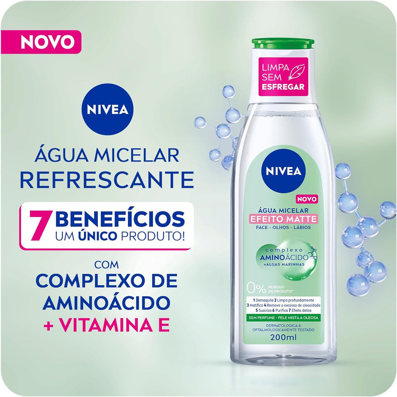 Água Micelar Solução de Limpeza Facial 7 em 1 Efeito Matte 200ml