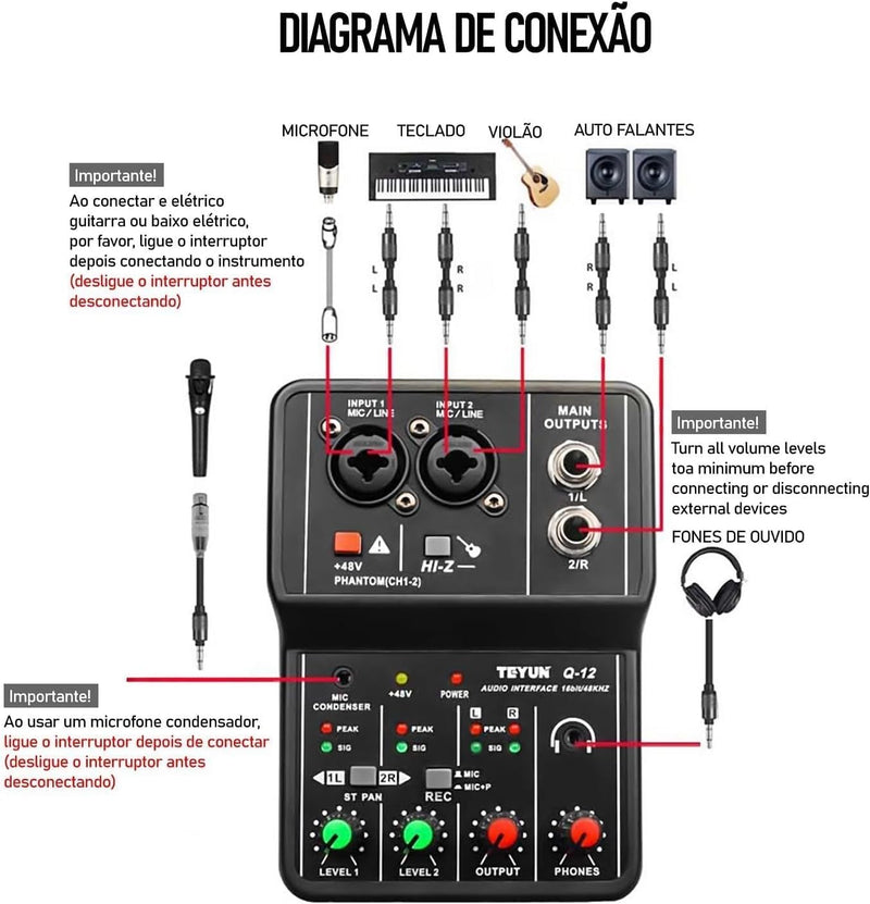 Interface de Áudio Dazzy Teyun Q-12