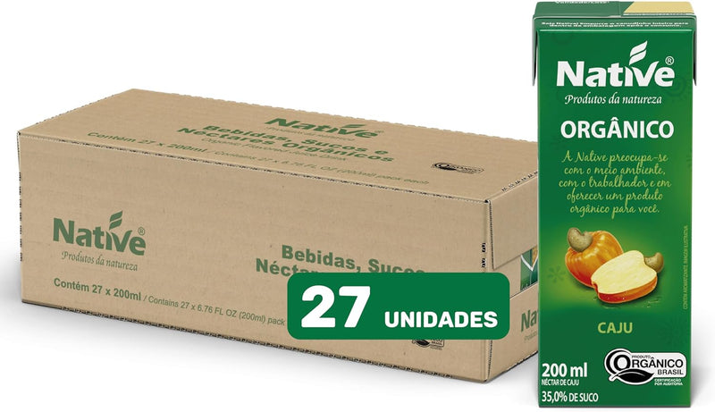 Pack 27x Suco Néctar de Caju Orgânico Native 200ml