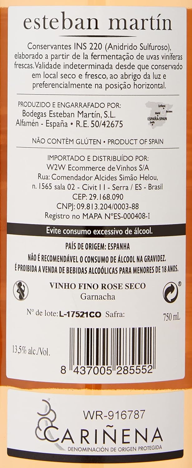 Vinho Rosé Esteban Martín D.O.P. Cariñena Garnacha Rosado 750ml