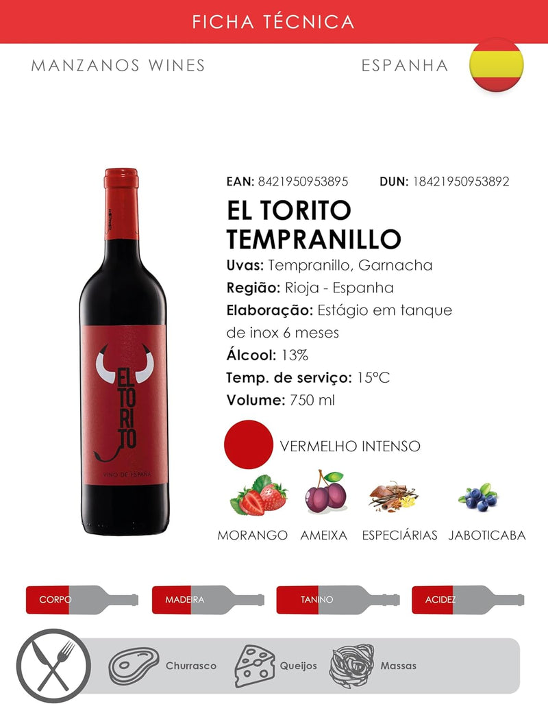 Vinho El Torito Tempranillo 750ml Espanhol