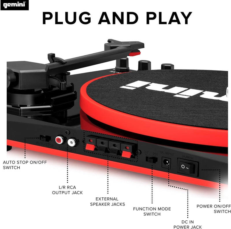 Toca Discos Gemini TT-900 BR Estéreo Vermelho