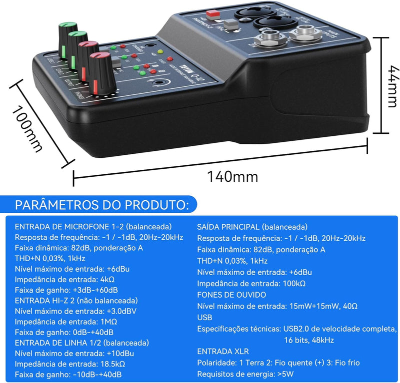 Interface de Áudio Dazzy Teyun Q-12