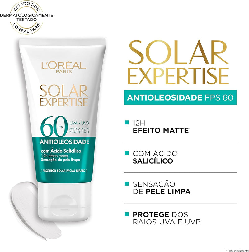 Protetor Solar Facial Antioleosidade FPS60 Solar Expertise Effeito Matte 40g