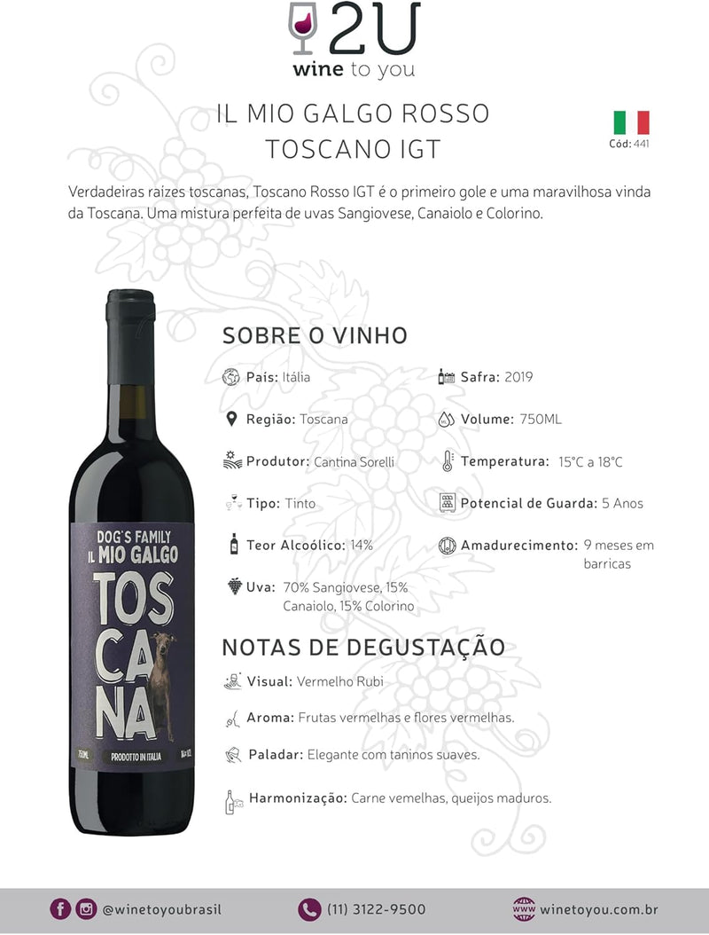 Vinho Il Mio Galgo Toscano Rosso Igt Sangiovese 2019