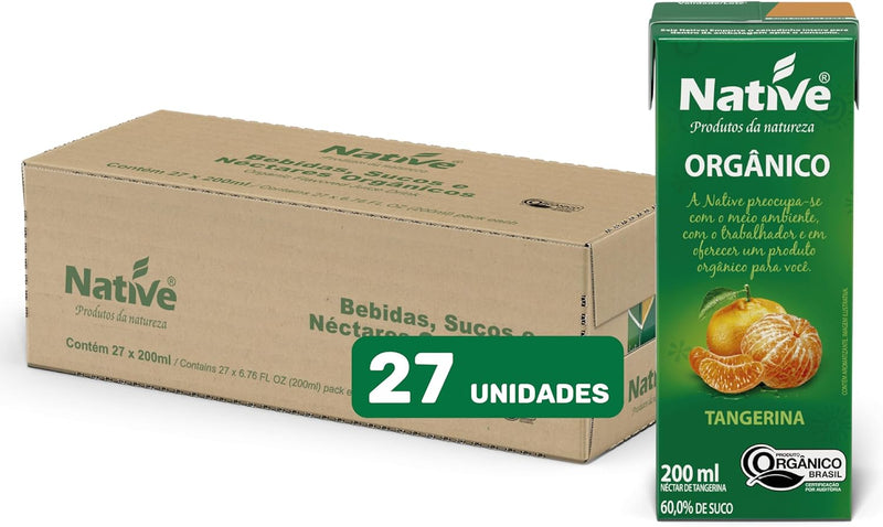 Pack 27x Suco Néctar de Tangerina Orgânico Native 200ml