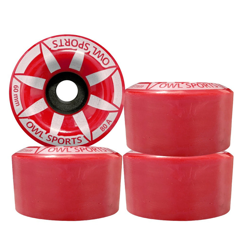 Rodas P/ Patins Quad OWL  Star 60 mm 80A (4 un.) Vermelho