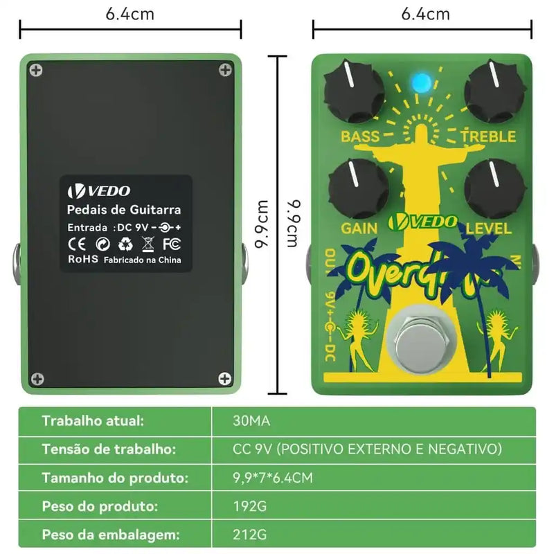 Pedal Vedo Overdrive True Bypass - Guitarra