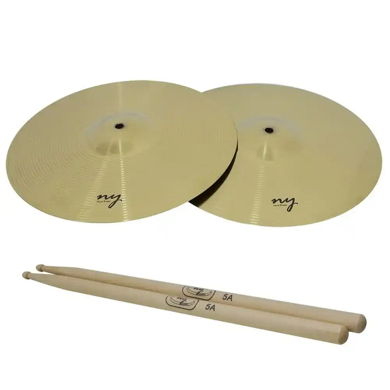 Par de Pratos de Bateria Chimbal 14" + Baqueta 5A Maple New York